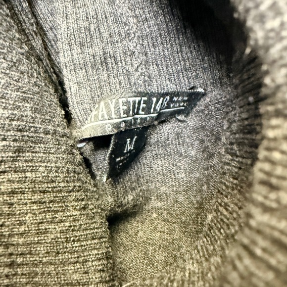 Lafayette 148 Womens Charcoal Gray Leather Trim Cashmere Cardigan & Wool Sweater - Picture 3 of 10